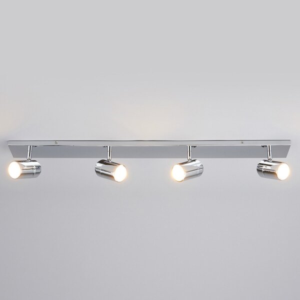 Lindby Plafonieră Dejan, 85 cm, 4 becuri, crom, IP44, reglabil, Metalic, Baie, Metal, Modern