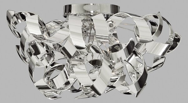Searchlight Plafonieră Curls culoare crom, design bucle, Metalic, Camera de zi / sufragerie, Metal, Modern