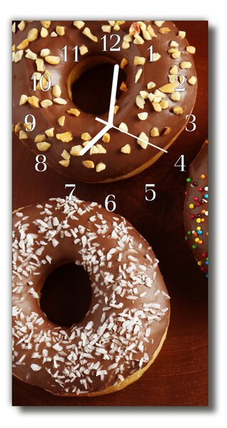 Ceas de perete din sticla vertical Bucătărie donuts dulciuri maro