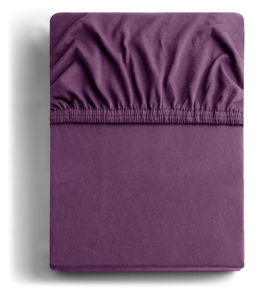 Cearceaf mov din jerseu cu elastic 220x200 cm Amber – Restilo