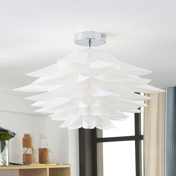Lindby plafonieră Rimon, alb, plastic, Ø 50 cm, E27, reglabil, Alb, Camera de zi / sufragerie, Plastic, Modern