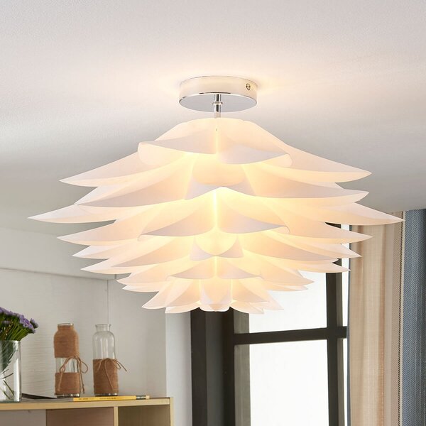 Lindby plafonieră Rimon, alb, plastic, Ø 50 cm, E27, reglabil, Alb, Camera de zi / sufragerie, Plastic, Modern