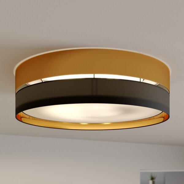 TK Lighting Plachetă plafonieră Hilton, negru/auriu, Ø 60cm, reglabil, Negru, Camera de zi / sufragerie, Metal, Modern