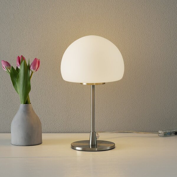 Fabas Luce Lampă de masă Gaia Big cu funcție tactilă, alb, Gri, dormitor, Metal, Modern