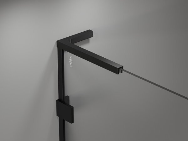 Mexen Lunar, cabină de duș pentagonală cu balamale dreapta L 80 x 90 cm, sticlă transparentă de 8 mm, profil negru, 831L-080P-090L-70-00-P