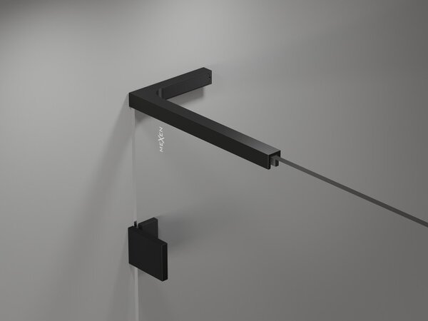 Mexen Lunar, cabină de duș pentagonală cu balamale dreapta L 80 x 90 cm, sticlă transparentă de 8 mm, profil negru, 831L-080P-090L-70-00-P