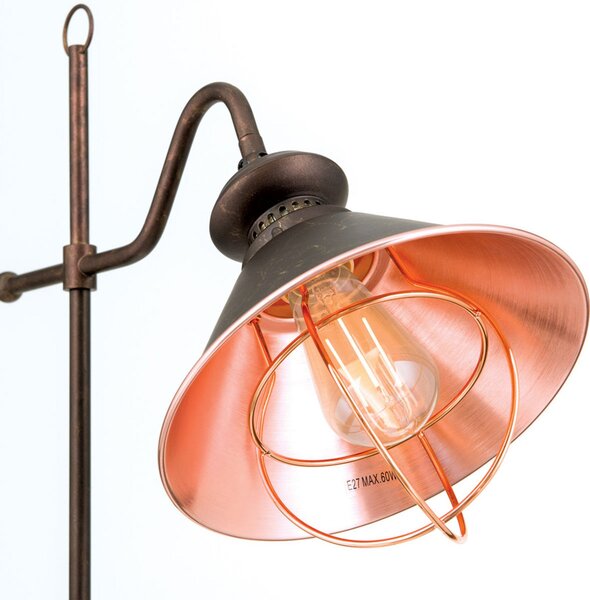 ORION Lampă de podea Shanta stil antic, Negru, Camera de zi / sufragerie, Metal, Vintage