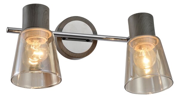 Aplica Klausen Berg 2 Stil Clasic 18x30x20cm 2xE27 Ambra Crom Gri Corp Iluminat Perete Interior Eleganta Ambientala Corpuri Iluminat Metal Sticla