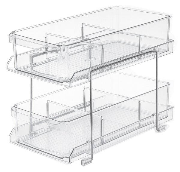 Organizator Multifunctional cu 2 niveluri, 32 x 18.5 x 23 cm, 9L – Cutie de Depozitare cu Acces Rapid pentru Casa si Birou