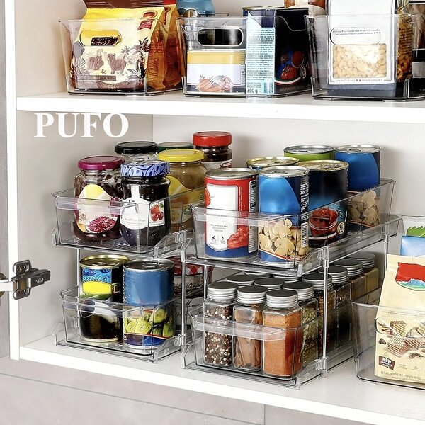 Organizator Multifunctional cu 2 niveluri, 32 x 18.5 x 23 cm, 9L – Cutie de Depozitare cu Acces Rapid pentru Casa si Birou