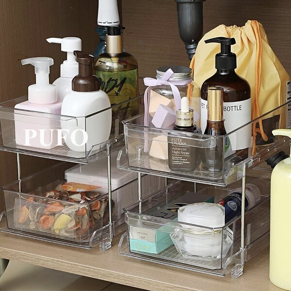 Organizator Multifunctional cu 2 niveluri, 32 x 18.5 x 23 cm, 9L – Cutie de Depozitare cu Acces Rapid pentru Casa si Birou