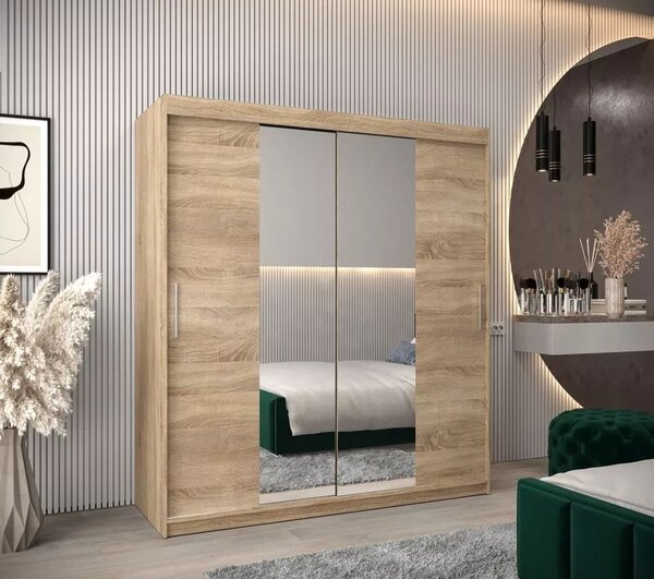 Dressing Alex, 180x60x200cm, cu oglinda, Sonoma, Pal 18 mm