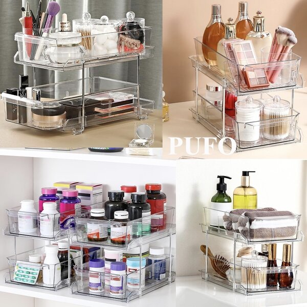Organizator Multifunctional cu 2 niveluri, 32 x 18.5 x 23 cm, 9L – Cutie de Depozitare cu Acces Rapid pentru Casa si Birou