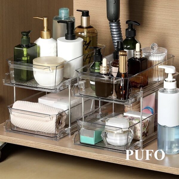 Organizator Multifunctional cu 2 niveluri, 32 x 18.5 x 23 cm, 9L – Cutie de Depozitare cu Acces Rapid pentru Casa si Birou