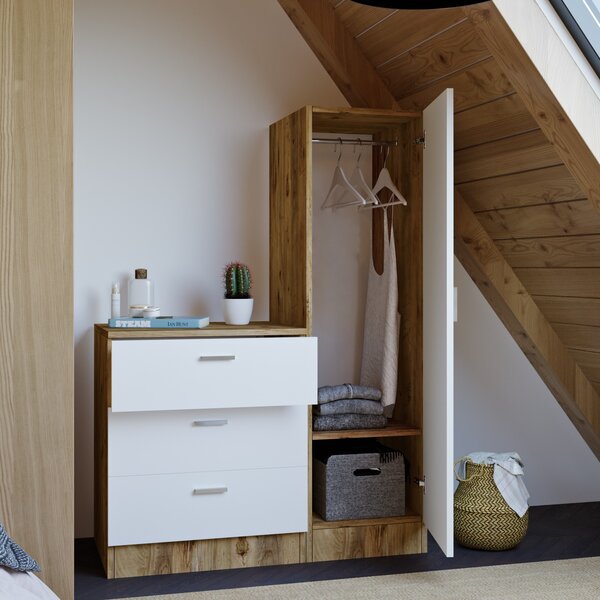 Set mobilier pentru hol Cicci (Pin atlantic + Alb). 1072753