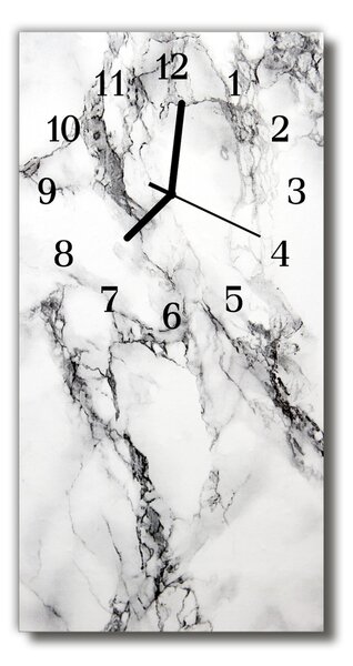 Ceas de perete din sticla vertical Argint marmura