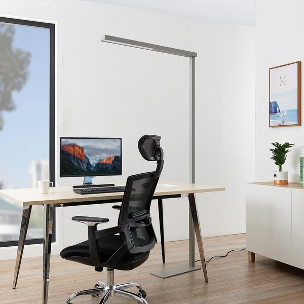 Arcchio lampadar LED pentru birou Tamilo, argint, metal, 194cm, Gri, Studiu / Birou, Metal, Modern, Proiector vertical