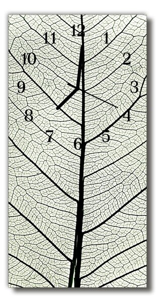 Ceas de perete din sticla vertical Natura frunze de argint