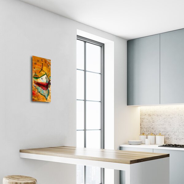 Ceas de perete din sticla vertical Culoare barca