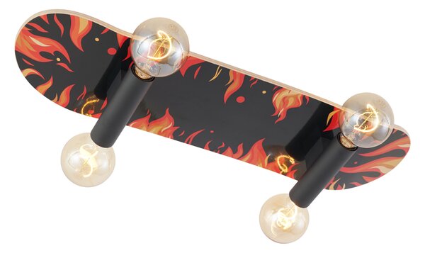Lampă de perete neagră cu roșu 80cm - Skateboard