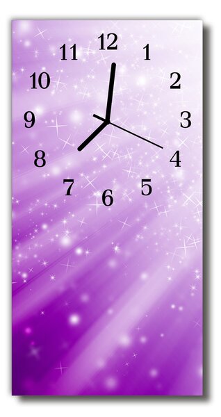 Ceas de perete din sticla vertical Raze violet natura stele