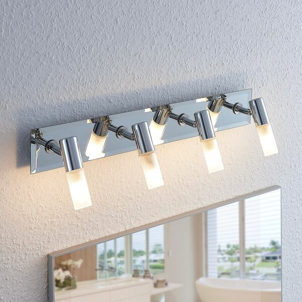 Lindby Spot de baie Zela, lungime 53 cm, crom, 4 becuri, reglabil, Metalic, Baie, Metal, Modern