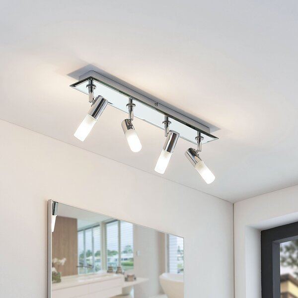 Lindby Spot de baie Zela, lungime 53 cm, crom, 4 becuri, reglabil, Metalic, Baie, Metal, Modern
