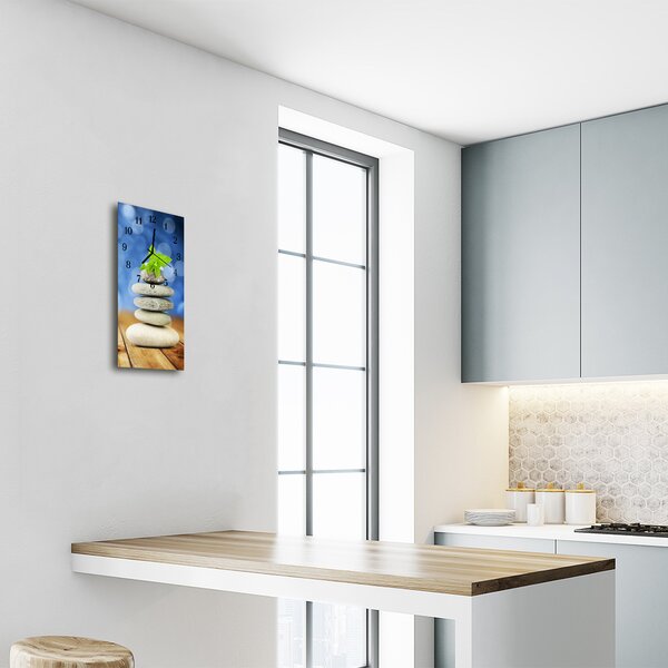 Ceas de perete din sticla vertical Pietre colorate natura zen