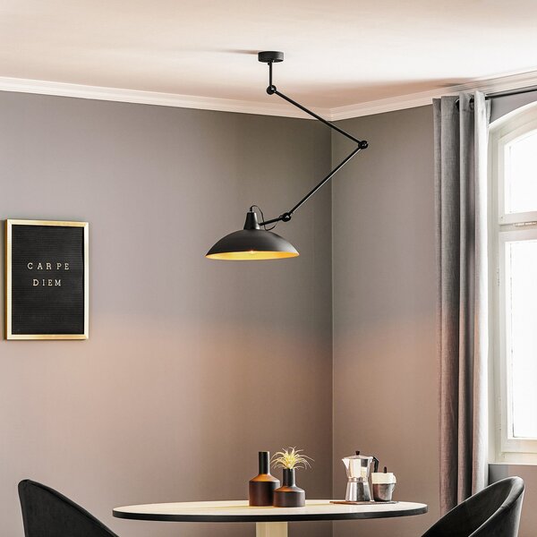 ALDEX Plafonieră 808 reglabilă, cu 1 bec, negru/auriu, reglabil, Negru, Camera de zi / sufragerie, Metal, Modern