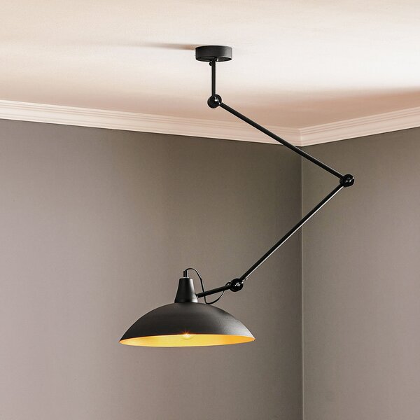 ALDEX Plafonieră 808 reglabilă, cu 1 bec, negru/auriu, reglabil, Negru, Camera de zi / sufragerie, Metal, Modern