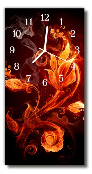 Ceas de perete din sticla vertical Flori flori de culoare abstract