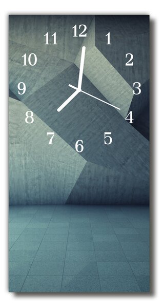Ceas de perete din sticla vertical Albastru geometrie beton