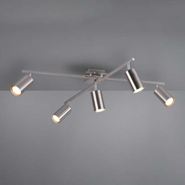 Trio Lighting Spot de plafon Marley, nichel mat 5 becuri, reglabil, Gri, Camera de zi / sufragerie, Metal, Modern