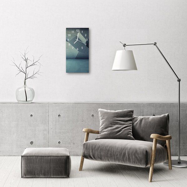 Ceas de perete din sticla vertical Albastru geometrie beton