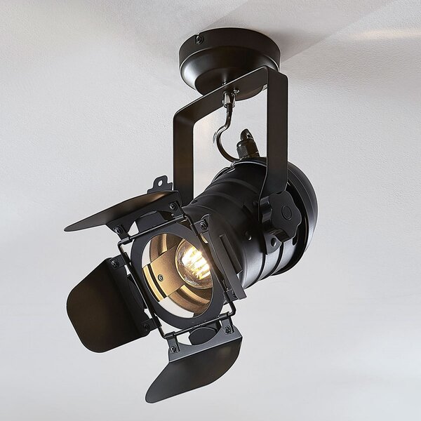 Lindby spot de plafon Tilen, 1 bec, negru, metal, 38cm, reglabil, Negru, Camera de zi / sufragerie, Metal