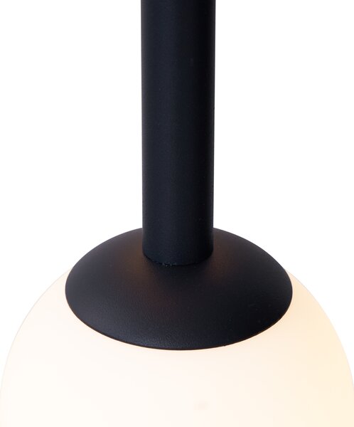 Lampă suspendată de design neagră cu sticlă mată cu 5 lumini - Vertical