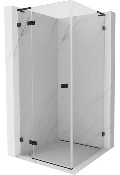 Mexen Lunar, duș rabatabil L, stânga 90 x 90 cm, sticlă transparentă de 8 mm, profil negru, 834L-090-090-70-00-L