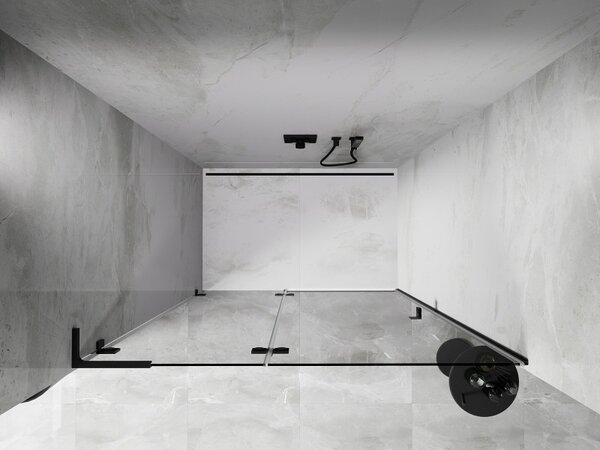 Mexen, Ușă de duș pivotantă Mexen Lunar L, stânga, 140 cm, transparentă, neagră - 834L-140-000-70-00-L