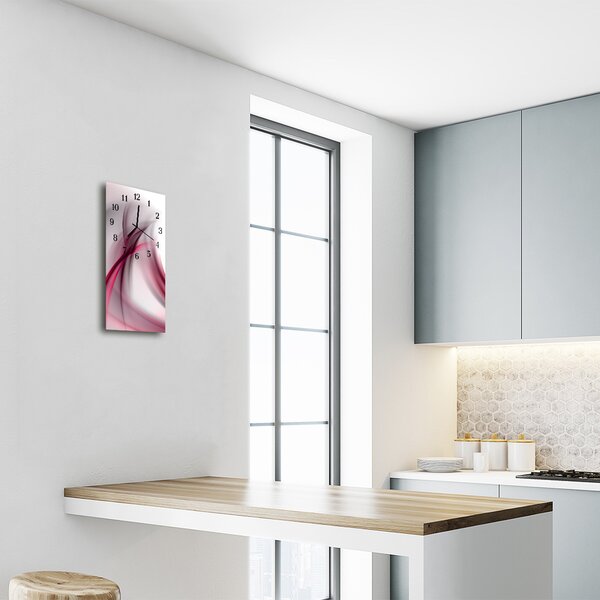 Ceas de perete din sticla vertical Arta abstractizare linii mov