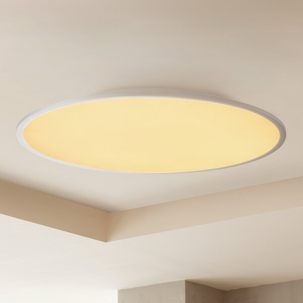 Lindby plafonieră LED Narima, CCT, Ø 80 cm, argintiu, reglabil, Gri, Bucătărie, Plastic, Modern