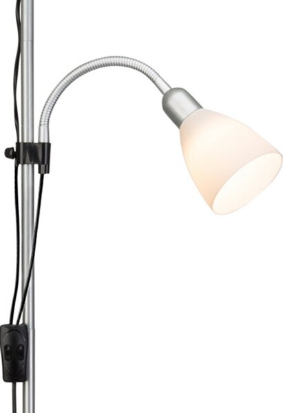 Brilliant Spari - Lampadar LED cu lampă de lectură, Gri, Camera de zi / sufragerie, Metal, Modern, Proiector vertical