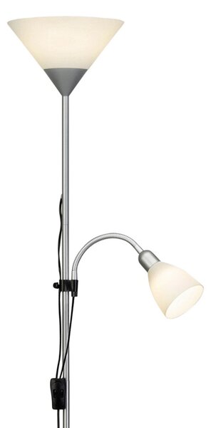 Brilliant Spari - Lampadar LED cu lampă de lectură, Gri, Camera de zi / sufragerie, Metal, Modern, Proiector vertical