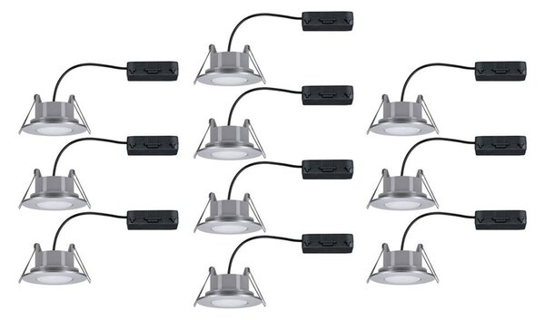 Paulmann Calla cromat, dimabil și orientabil, 4.000 K, Ø 9 cm, set de 10 bucăți, reglabil, Metalic, Baie, Plastic, Modern, Plafon încastrat