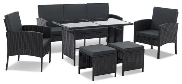 Juskys Set din ratan Turin - negru