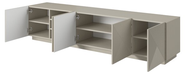 Comodă TV Asha 200 cm cu cinci uși, cu fronturi riflate - casmir