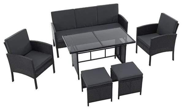 Juskys Set din ratan Turin - negru