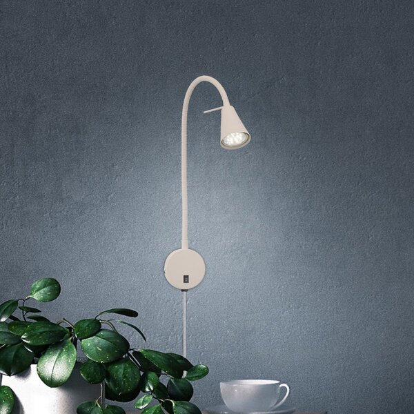Briloner Aplică de perete LED Tusa, bej, metal, 45 cm, braț flexibil, GU10, Bej, dormitor, Metal, Modern