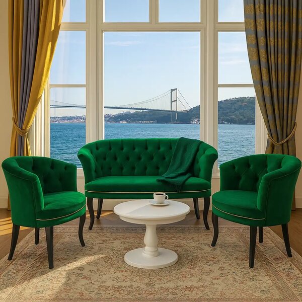 Set canapea si fotolii Milano Relax Homs textil verde