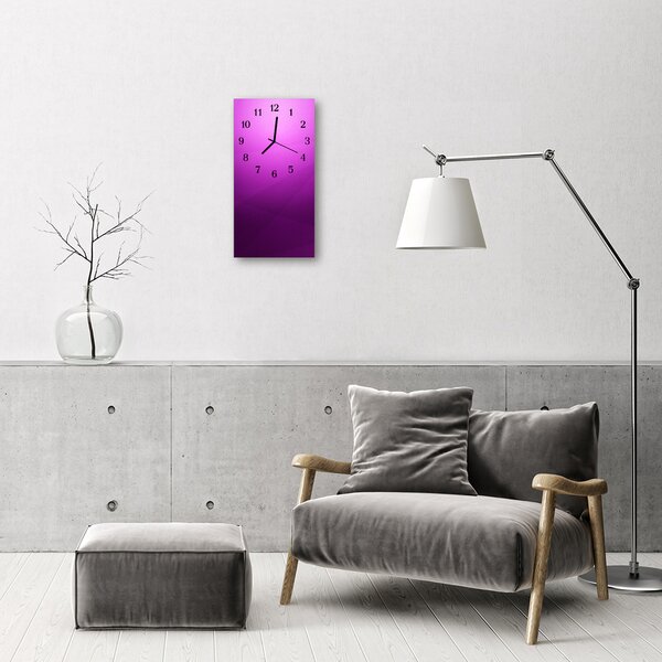 Ceas de perete din sticla vertical Grafica violet