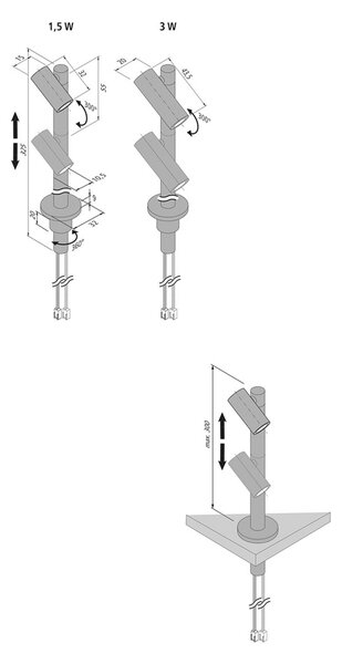 Hera Proiector LED Duo spot 2 x 3 W, negru, 3.000 K, reglabil, Negru, Camera de zi / sufragerie, Metal, Modern